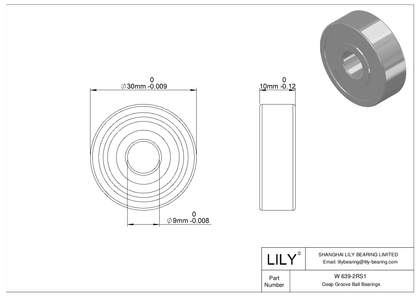 W 639-2RS1 Rodamientos rígidos de bolas de acero inoxidable cad drawing