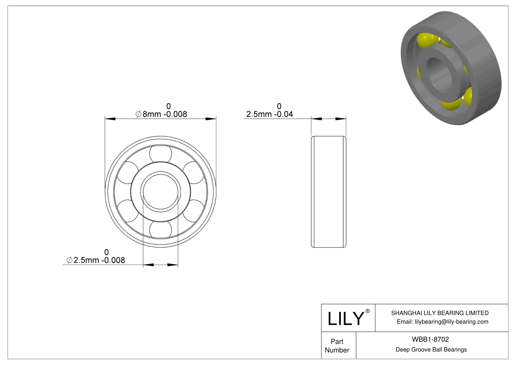 WBB1-8702 不锈钢深沟球轴承 cad drawing