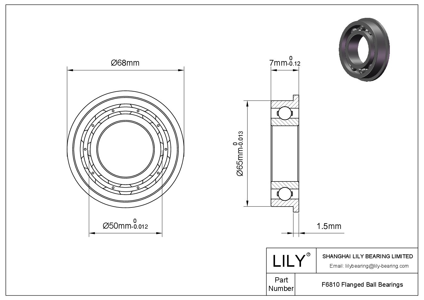 F6810 Flanged Thin Section Bearings cad drawing