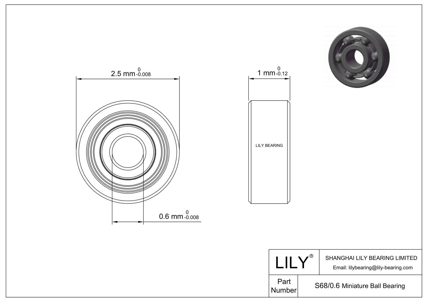 SMR6806C-2RS MG2 Hybrid Ceramic Deep Groove Ball Bearings cad drawing