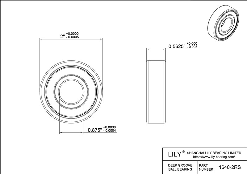 S304-1640 2rs AISI304 Stainless Steel Ball Bearings cad drawing