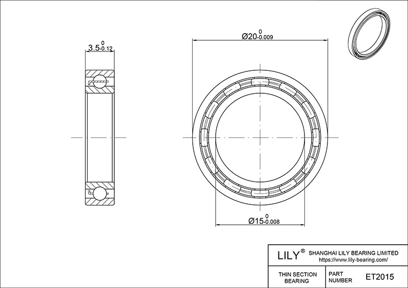 S304-ET2015 AISI304 Stainless Steel Ball Bearings cad drawing