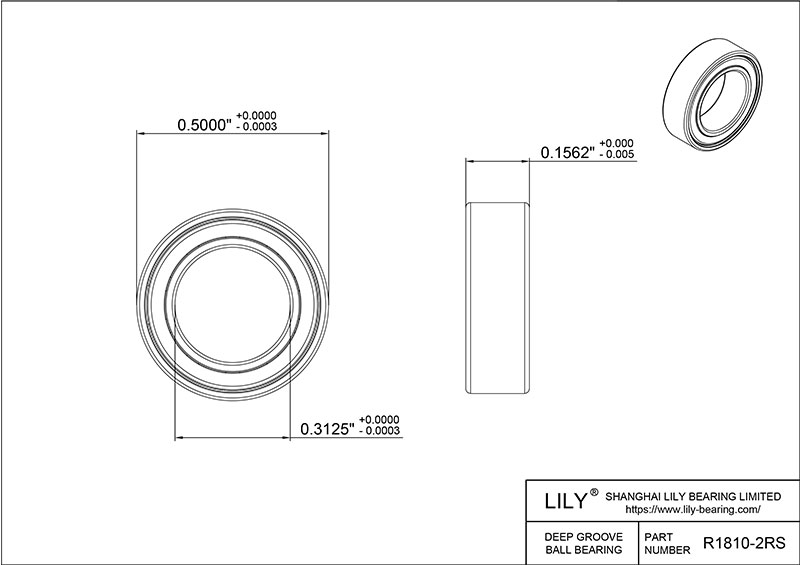 S304-R1810 2rs AISI304 Stainless Steel Ball Bearings cad drawing