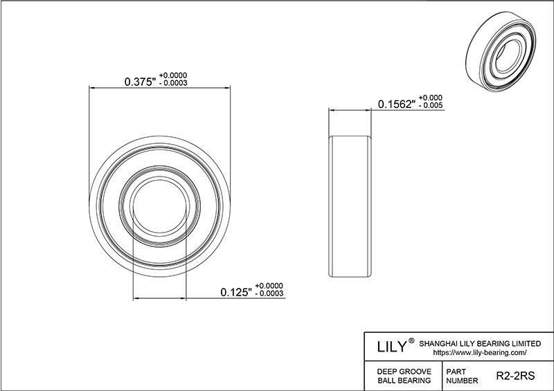 S304-R2 2rs Inch Size AISI304 Steel Ball Bearings cad drawing