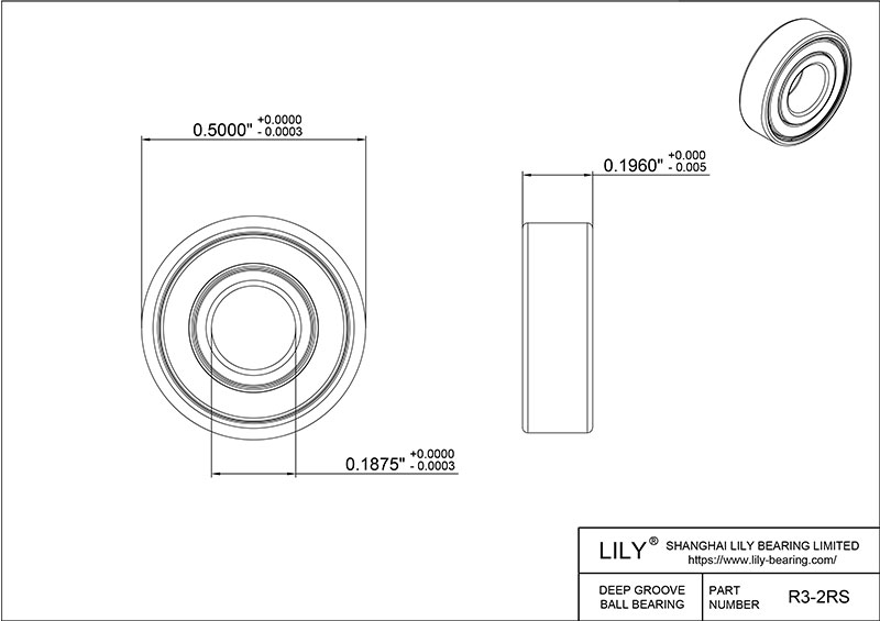 S304-R3 2rs AISI304 Stainless Steel Ball Bearings cad drawing