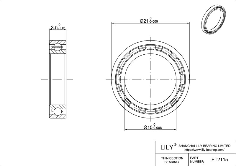 S316-ET2115 AISI316L Stainless Steel Ball Bearings cad drawing