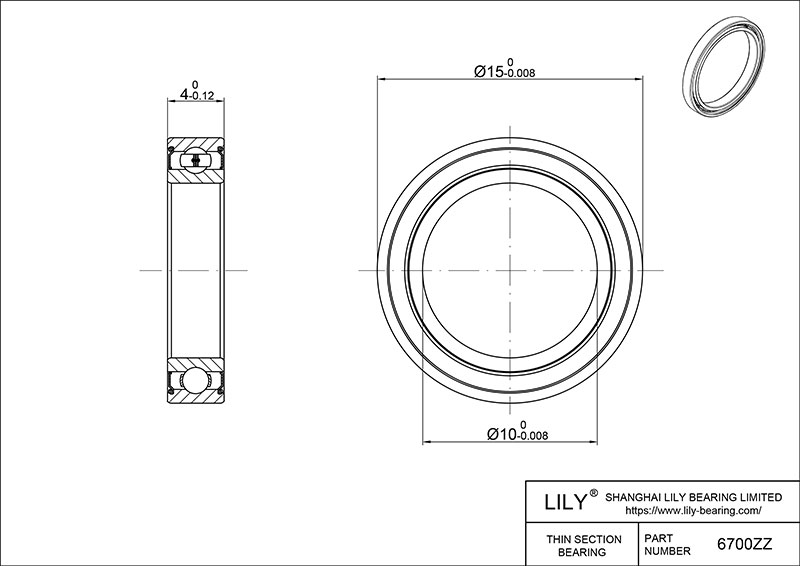 SMR6700C-YZZ AF2 Hybrid Ceramic Deep Groove Ball Bearings cad drawing