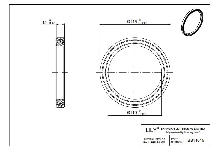 BB11015 Four Point Contact Ball Slewing Ring Bearing cad drawing