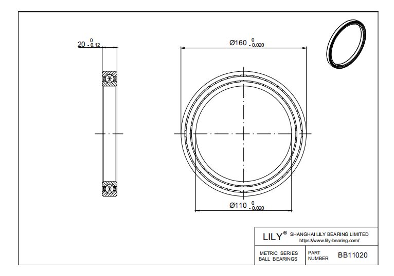 BB11020 Four Point Contact Ball Slewing Ring Bearing cad drawing