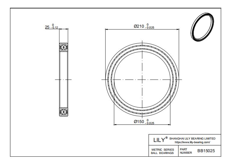 BB15025 Four Point Contact Ball Slewing Ring Bearing cad drawing