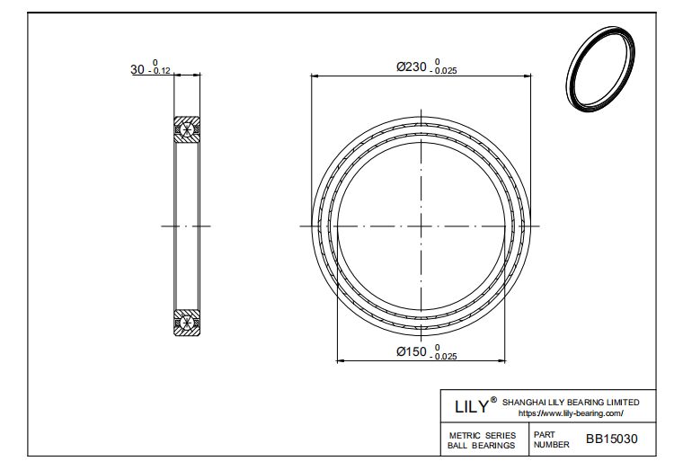 BB15030 Four Point Contact Ball Slewing Ring Bearing cad drawing