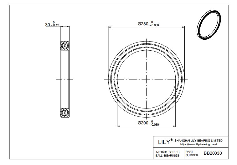 BB20030 Four Point Contact Ball Slewing Ring Bearing cad drawing
