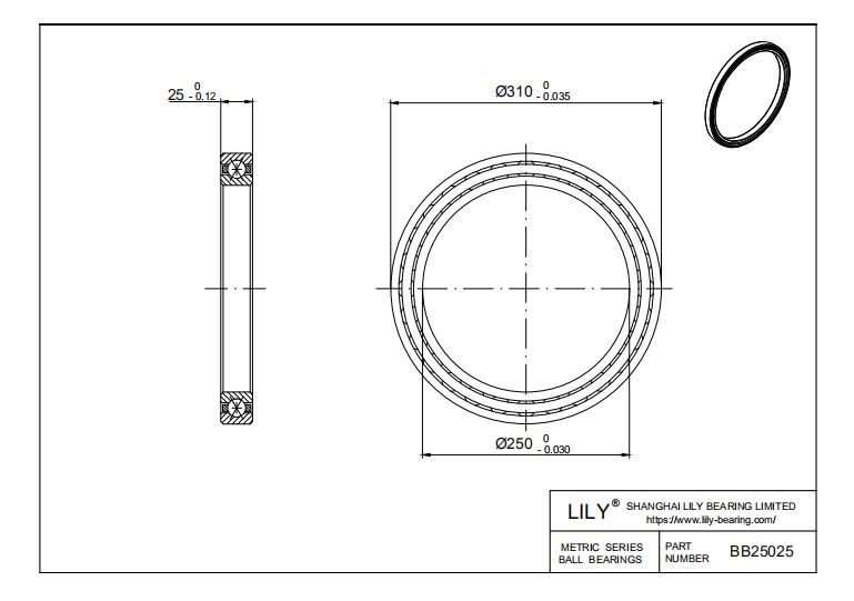 BB25025 Four Point Contact Ball Slewing Ring Bearing cad drawing
