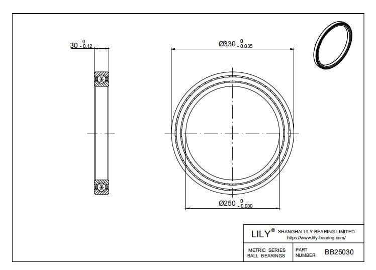 BB25030 Four Point Contact Ball Slewing Ring Bearing cad drawing