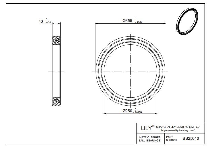 BB25040 Four Point Contact Ball Slewing Ring Bearing cad drawing