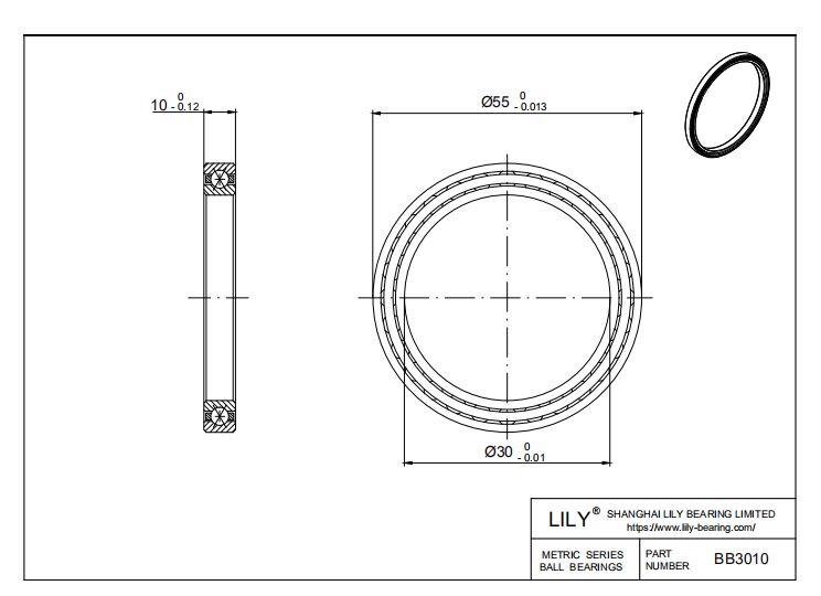 BB3010 Four Point Contact Ball Slewing Ring Bearing cad drawing