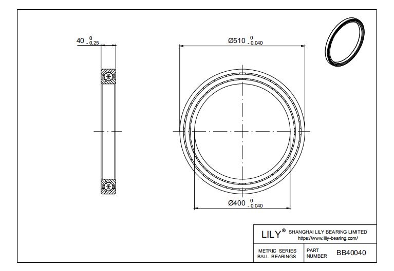 BB40040 Four Point Contact Ball Slewing Ring Bearing cad drawing