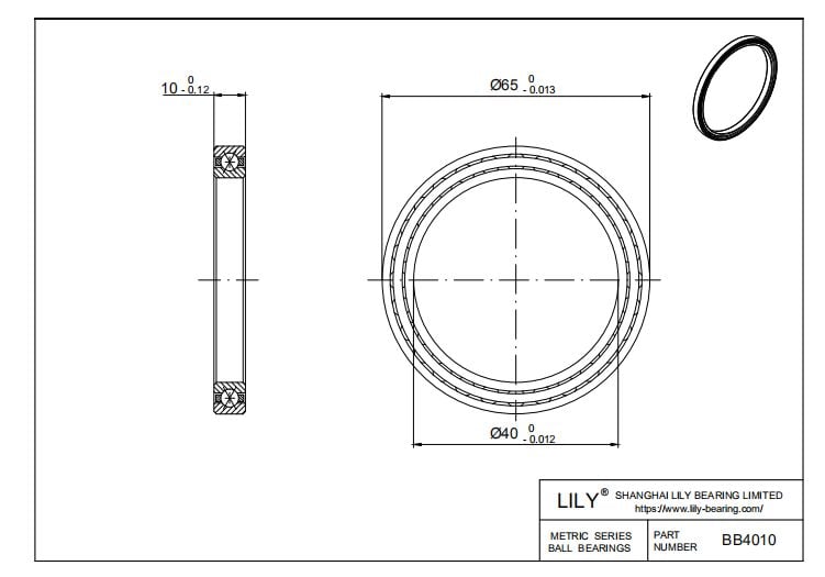 BB4010 Four Point Contact Ball Slewing Ring Bearing cad drawing