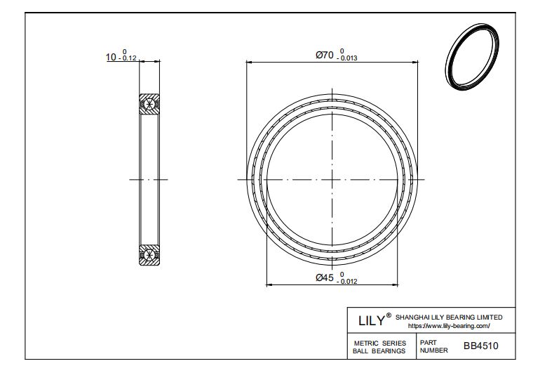 BB4510 BB Series Metric Ball Bearings cad drawing