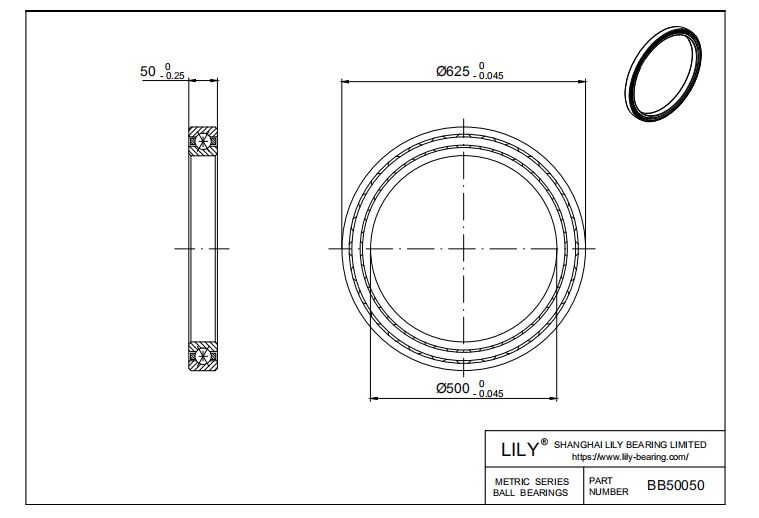 BB50050 Four Point Contact Ball Slewing Ring Bearing cad drawing