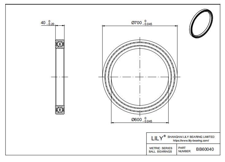 BB60040 Four Point Contact Ball Slewing Ring Bearing cad drawing