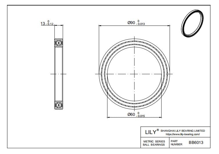 BB6013 Four Point Contact Ball Slewing Ring Bearing cad drawing
