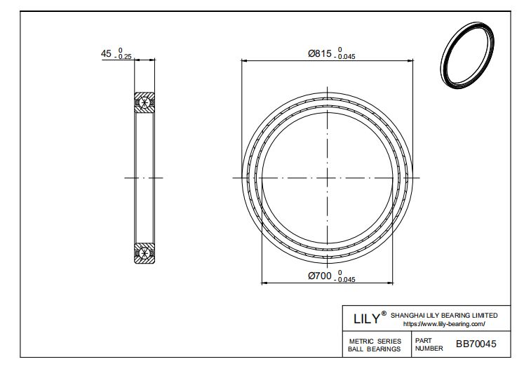 BB70045 Four Point Contact Ball Slewing Ring Bearing cad drawing