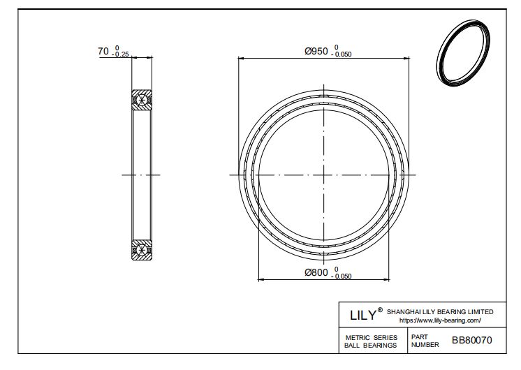 BB80070 Four Point Contact Ball Slewing Ring Bearing cad drawing