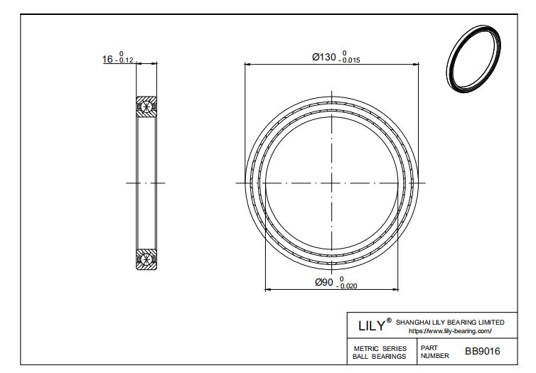 BB9016 Four Point Contact Ball Slewing Ring Bearing cad drawing
