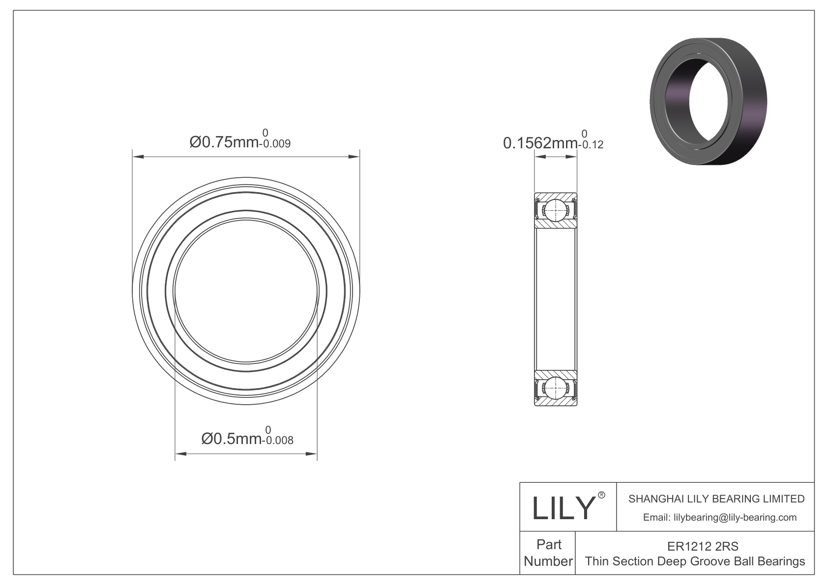 ER1212TTS Extra Thin Section Bearings cad drawing