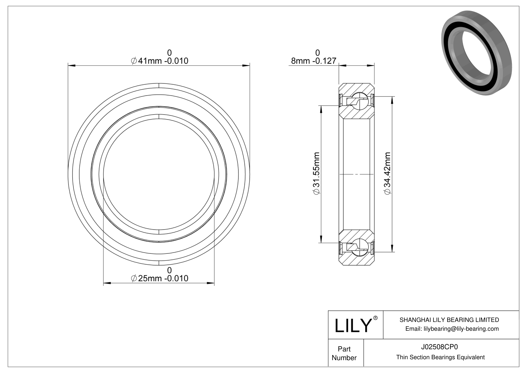 J02508CP0 Constant Section (CS) Bearings cad drawing