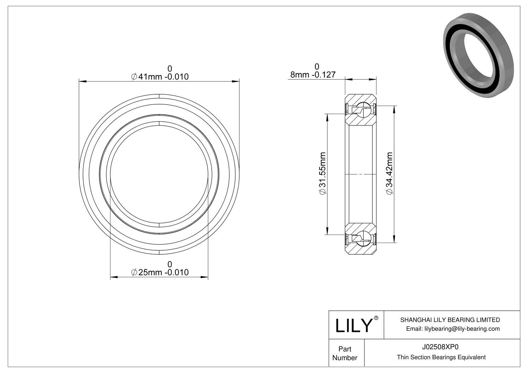 J02508XP0 Constant Section (CS) Bearings cad drawing