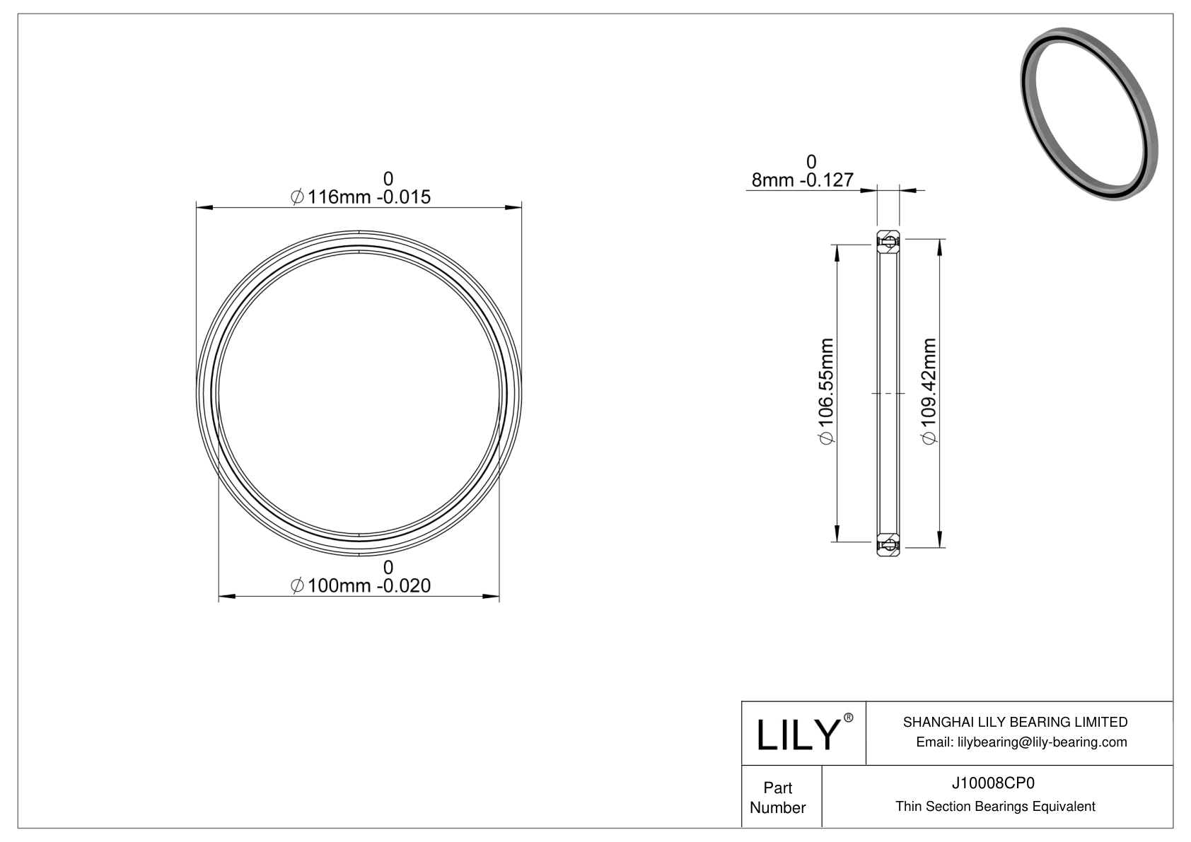 J10008CP0 Constant Section (CS) Bearings cad drawing