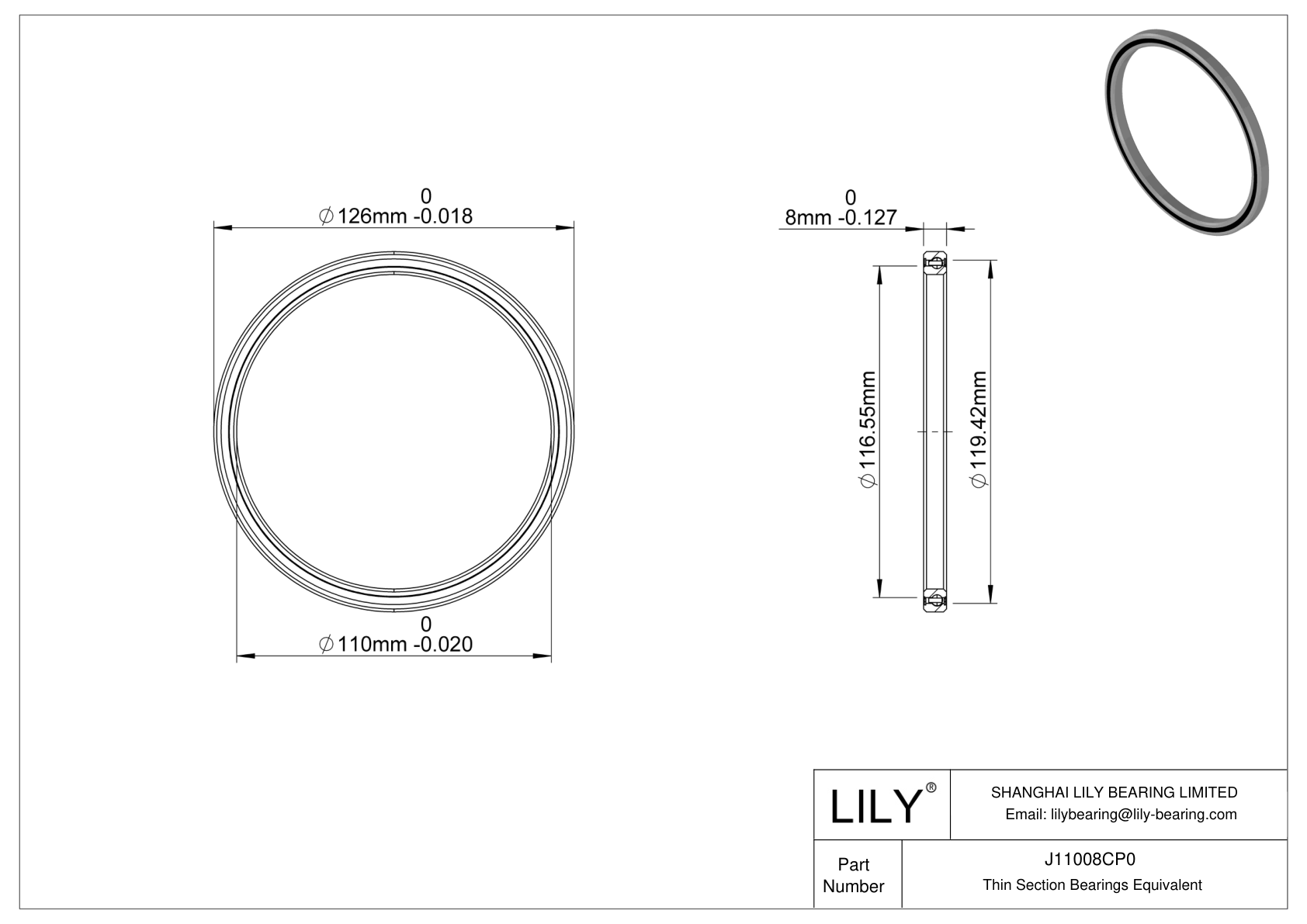 J11008CP0 Constant Section (CS) Bearings cad drawing