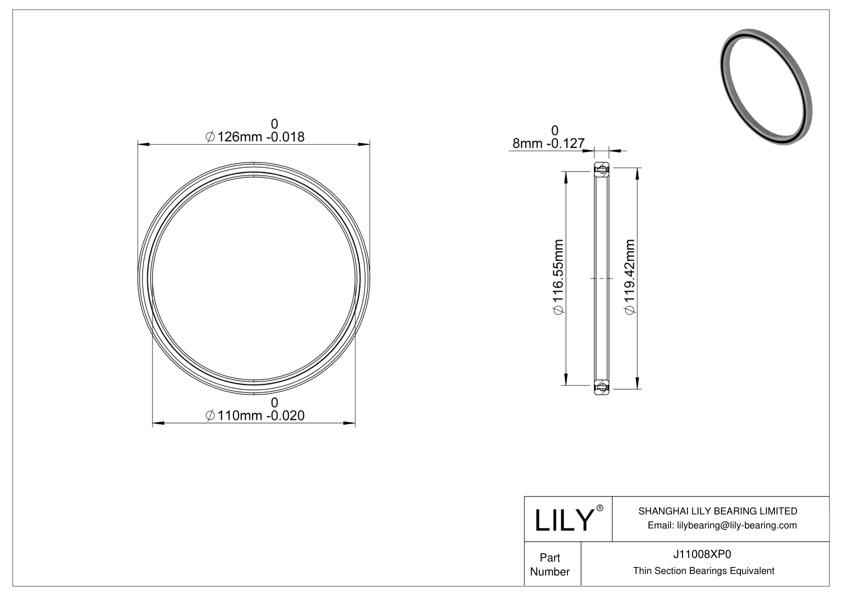 J11008XP0 Constant Section (CS) Bearings cad drawing