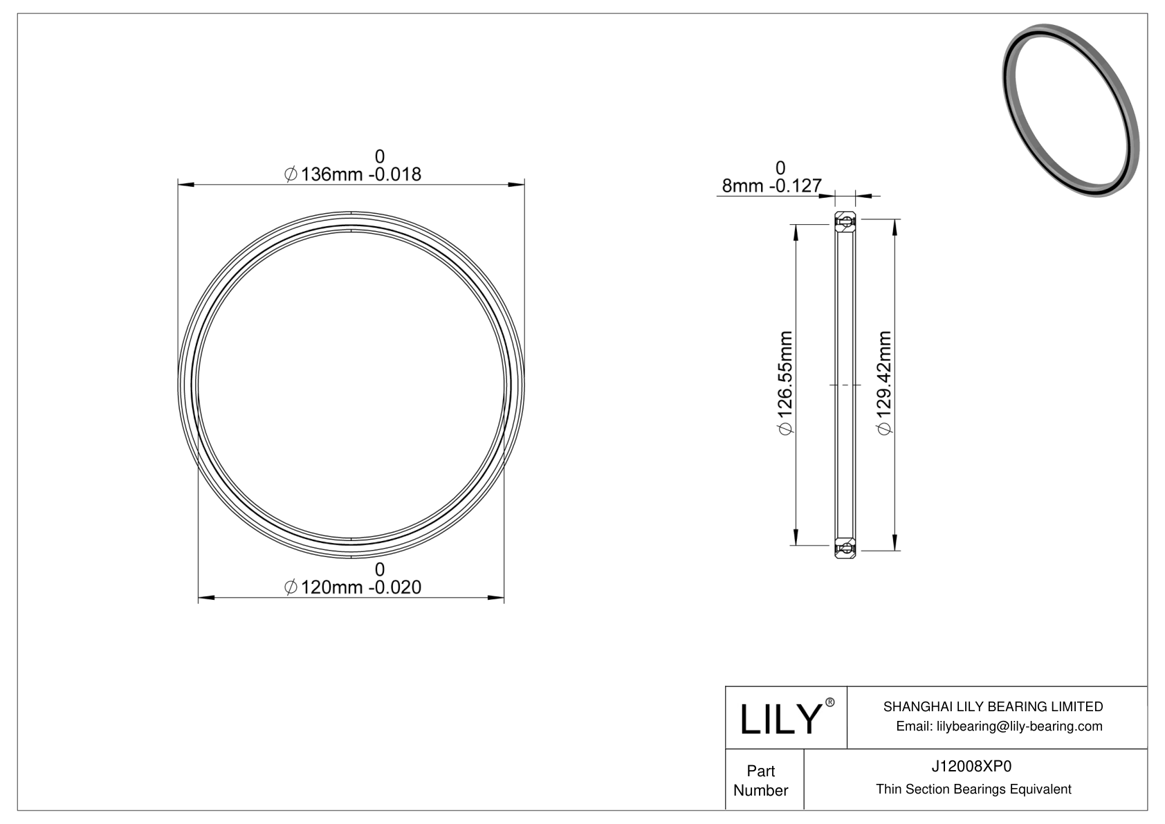J12008XP0 Constant Section (CS) Bearings cad drawing