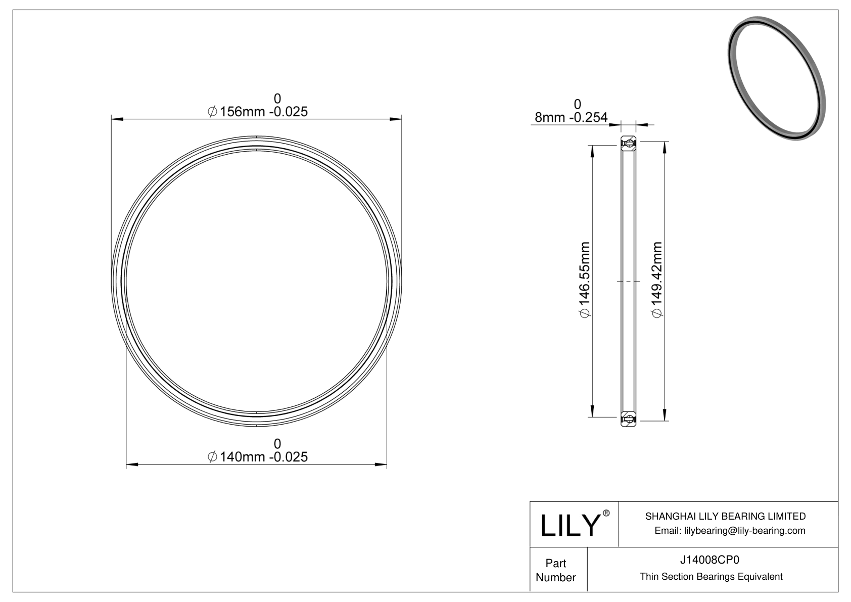 J14008CP0 Constant Section (CS) Bearings cad drawing