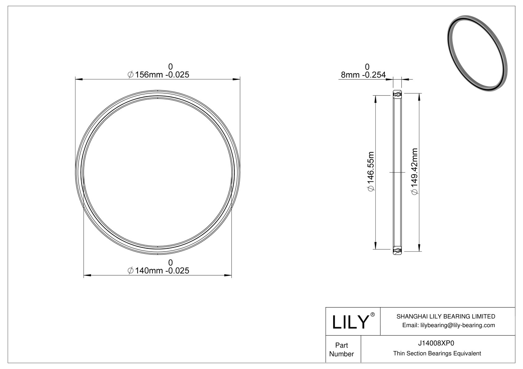 J14008XP0 Constant Section (CS) Bearings cad drawing