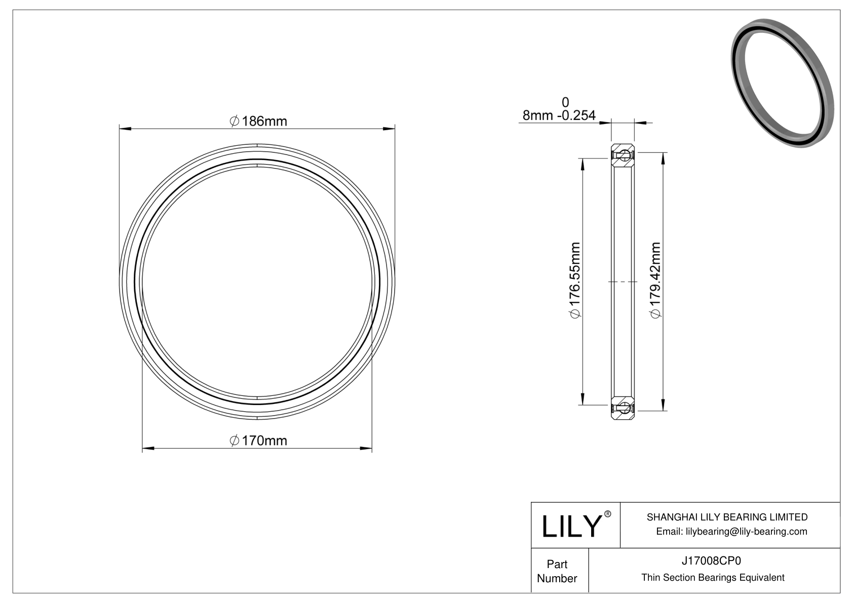 J17008CP0 Constant Section (CS) Bearings cad drawing