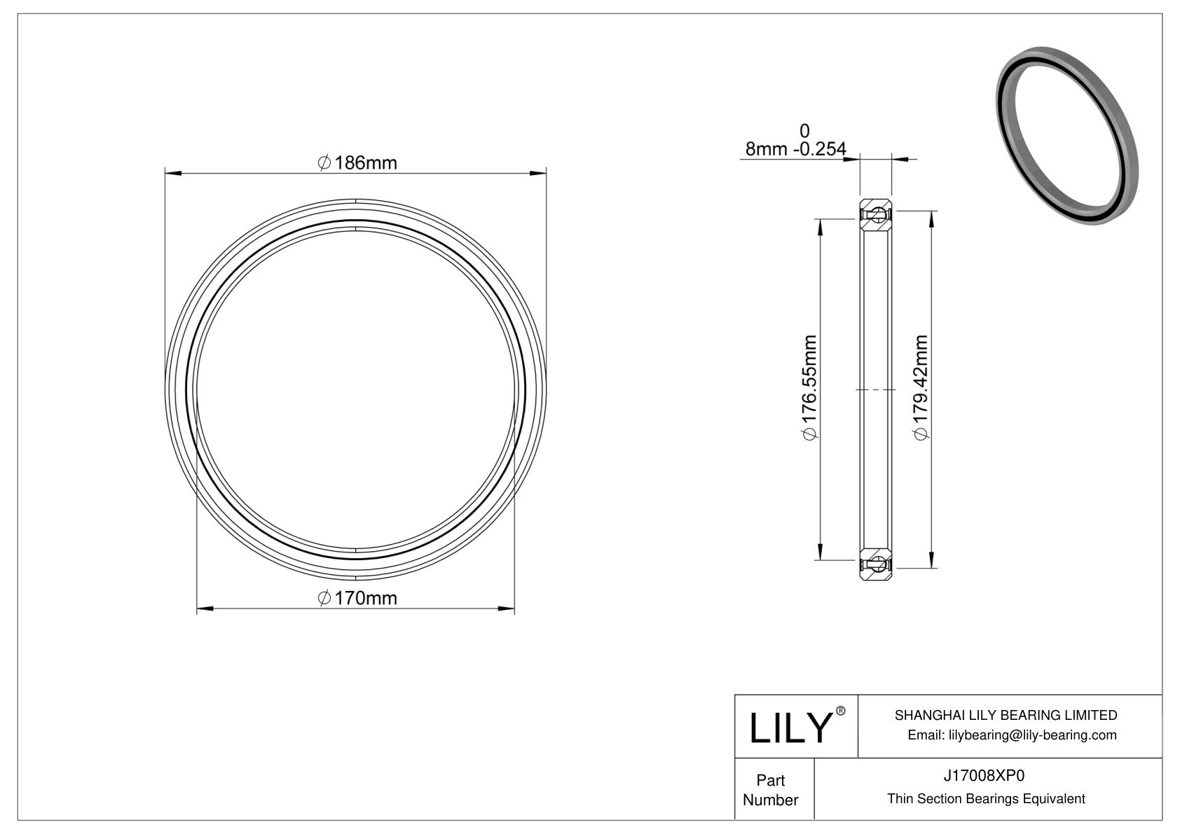J17008XP0 Constant Section (CS) Bearings cad drawing