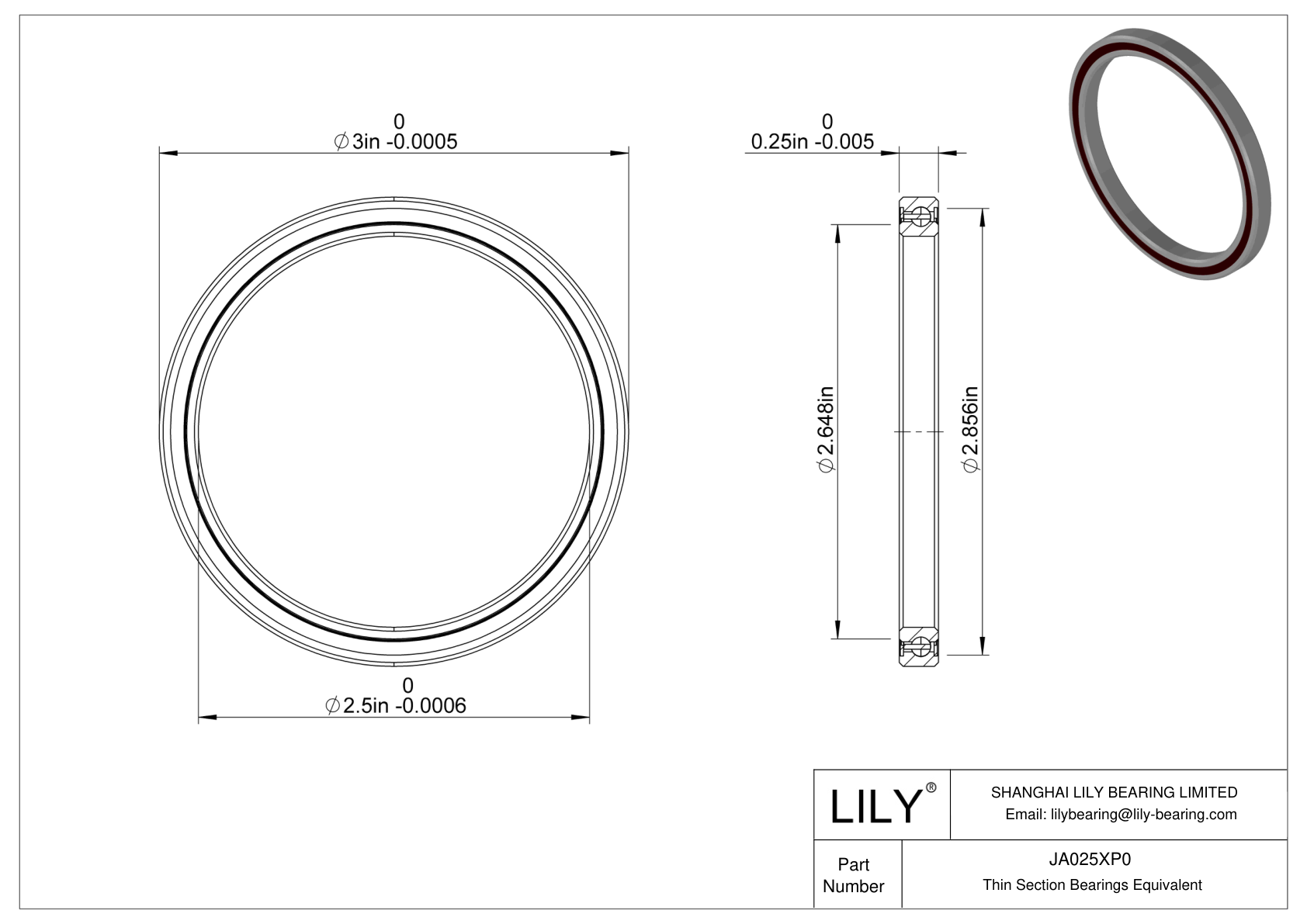JA025XP0 Constant Section (CS) Bearings cad drawing