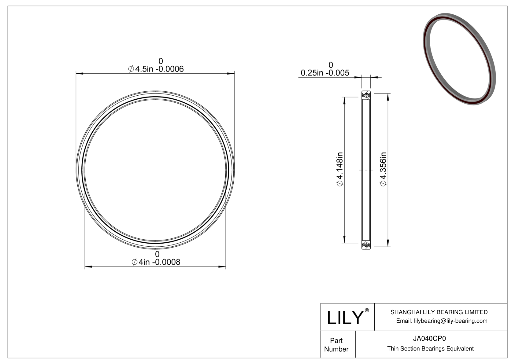 JA040CP0 Constant Section (CS) Bearings cad drawing