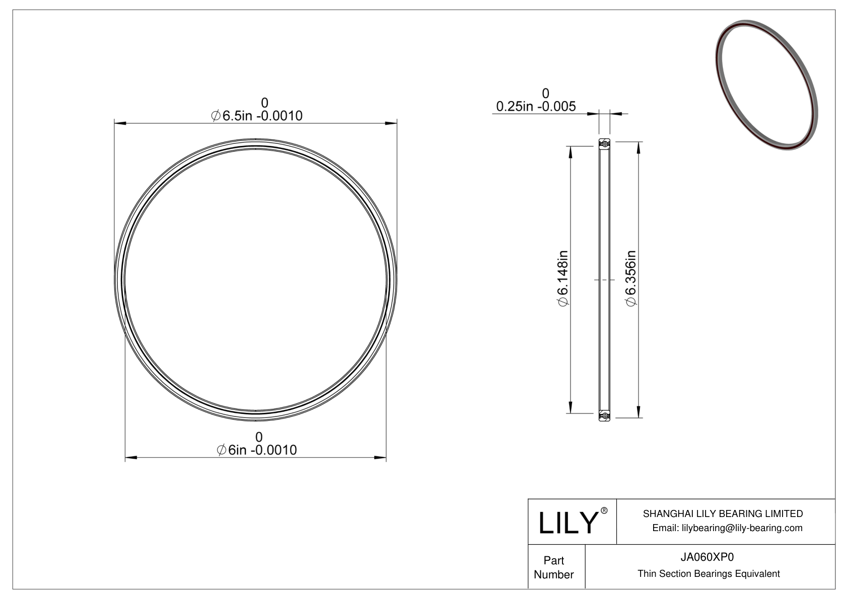 JA060XP0 Constant Section (CS) Bearings cad drawing