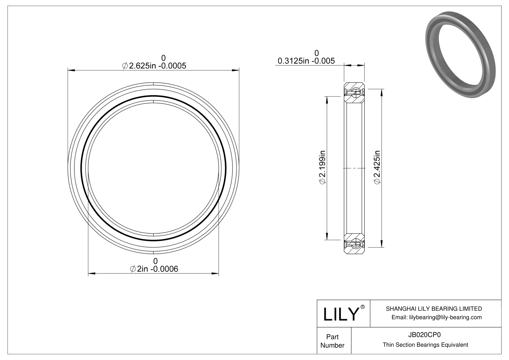 WB020CP0 Constant Section (CS) Bearings cad drawing