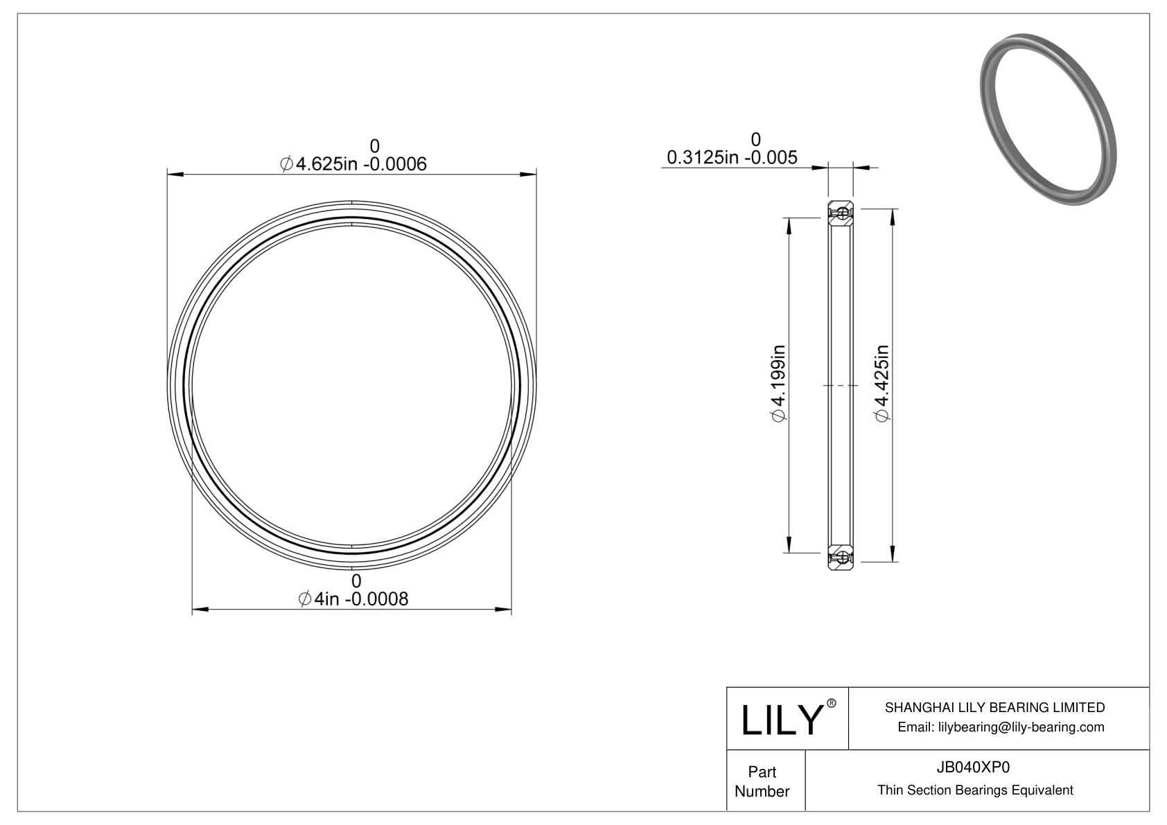 JB040XP0 Constant Section (CS) Bearings cad drawing