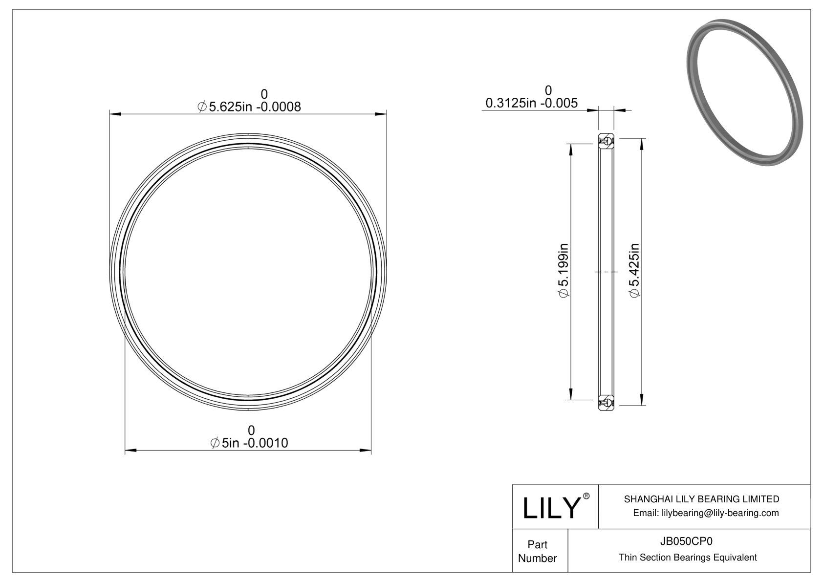 JB050CP0 Constant Section (CS) Bearings cad drawing