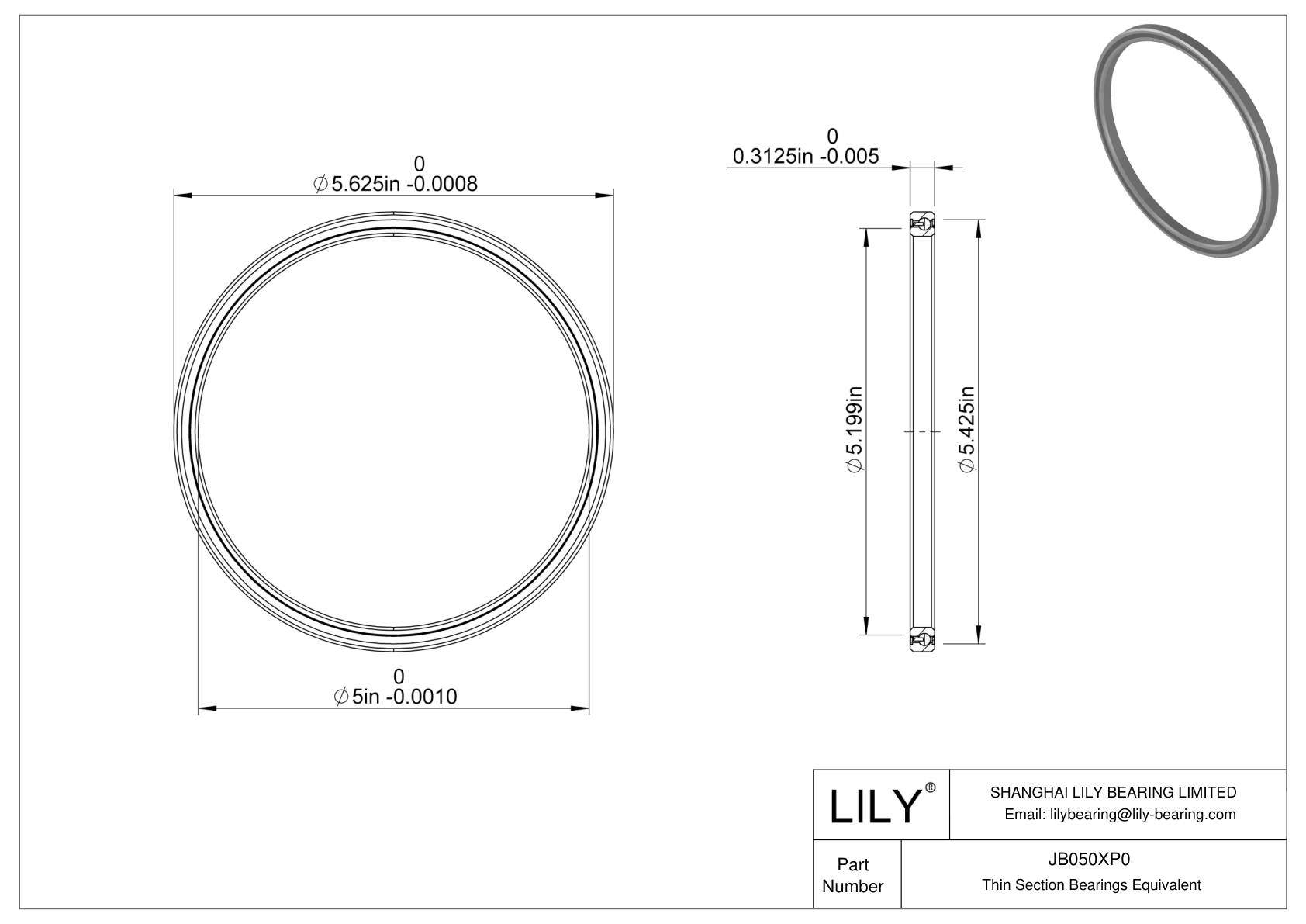JB050XP0 Constant Section (CS) Bearings cad drawing