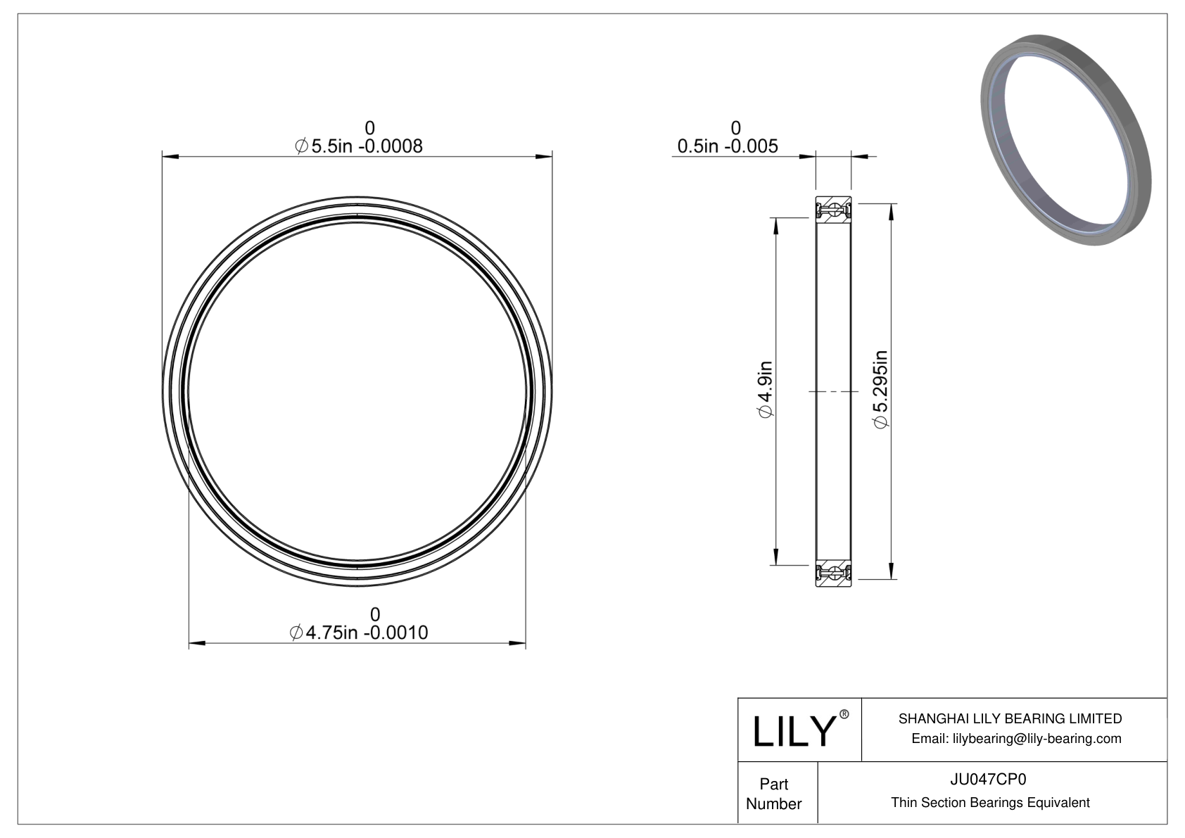 JU047CP0 Constant Section (CS) Bearings cad drawing