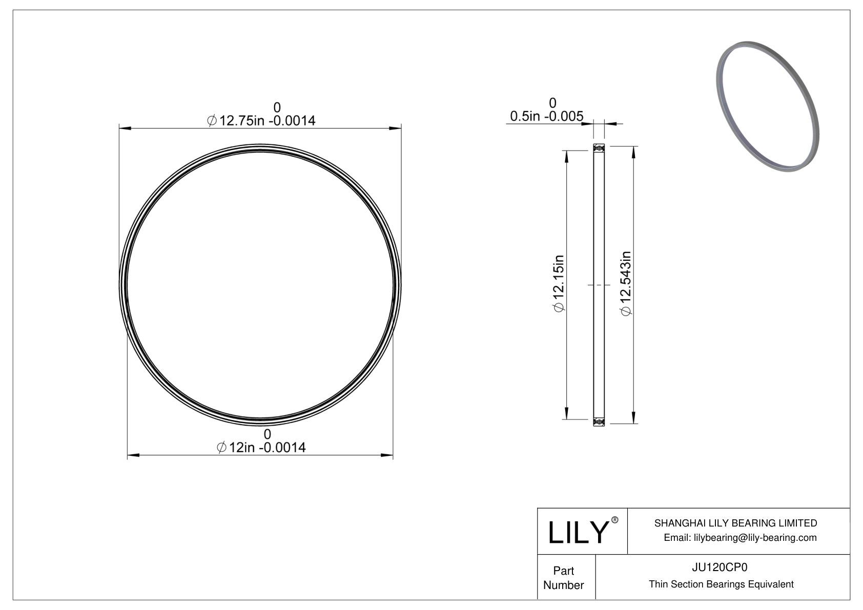 JU120CP0 Constant Section (CS) Bearings cad drawing