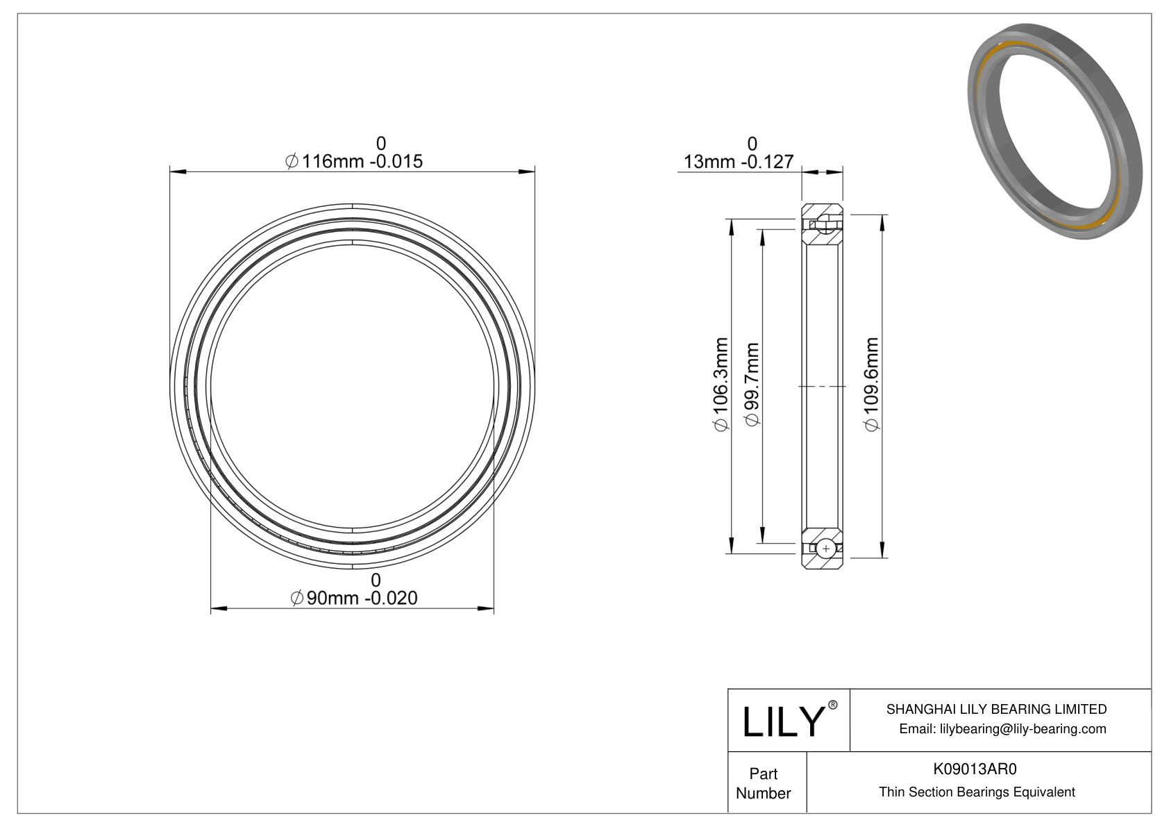 K09013AR0 Constant Section (CS) Bearings cad drawing